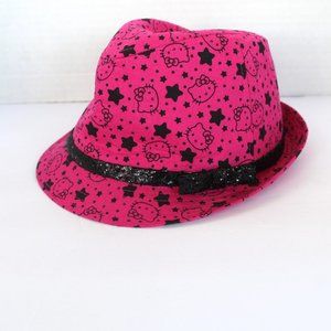 Sanrio HELLO KITTY Pink Black Diva Bucket Hat Fedora W Glitter Band Girls OSFM
